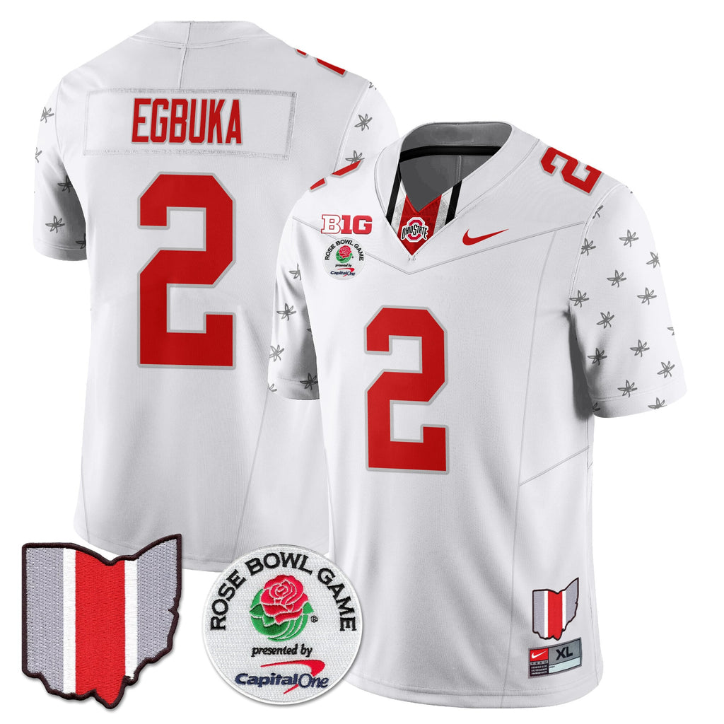 Men's Ohio State Buckeyes 2024 Rose Bowl Jersey N1 - All Stitched