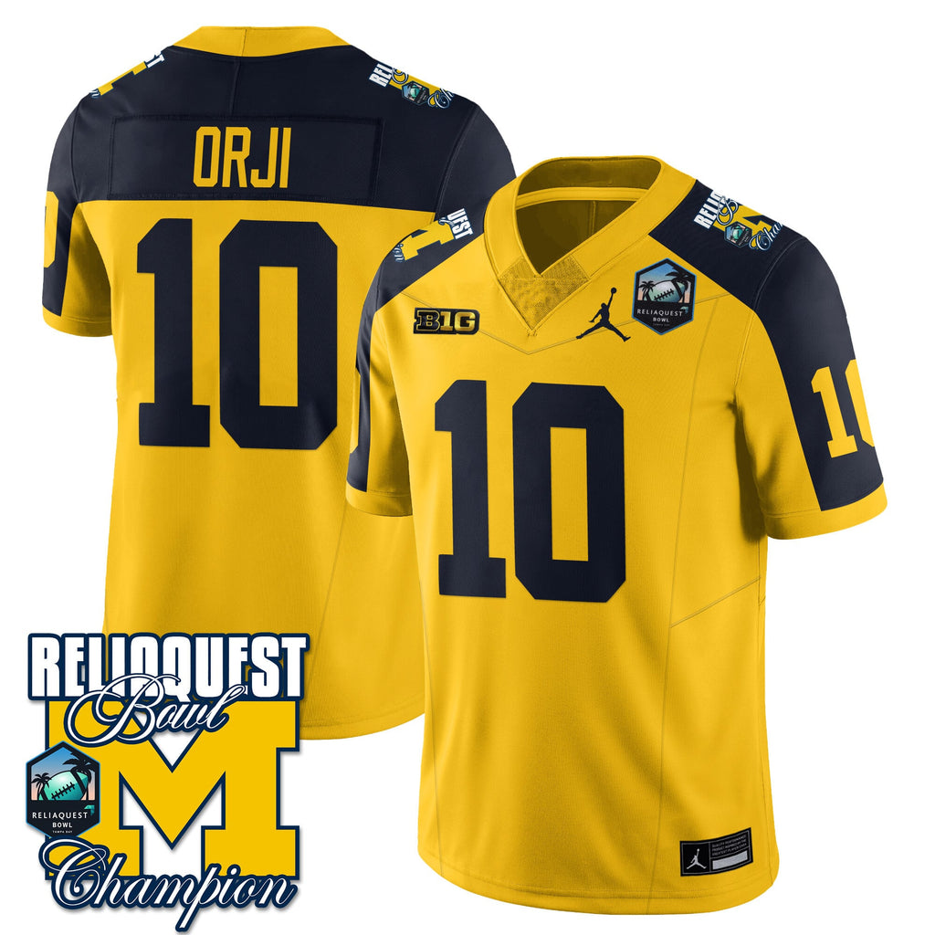 Men's Michigan Wolverines 2024 ReliaQuest Bowl Champions Jersey - All Stitched