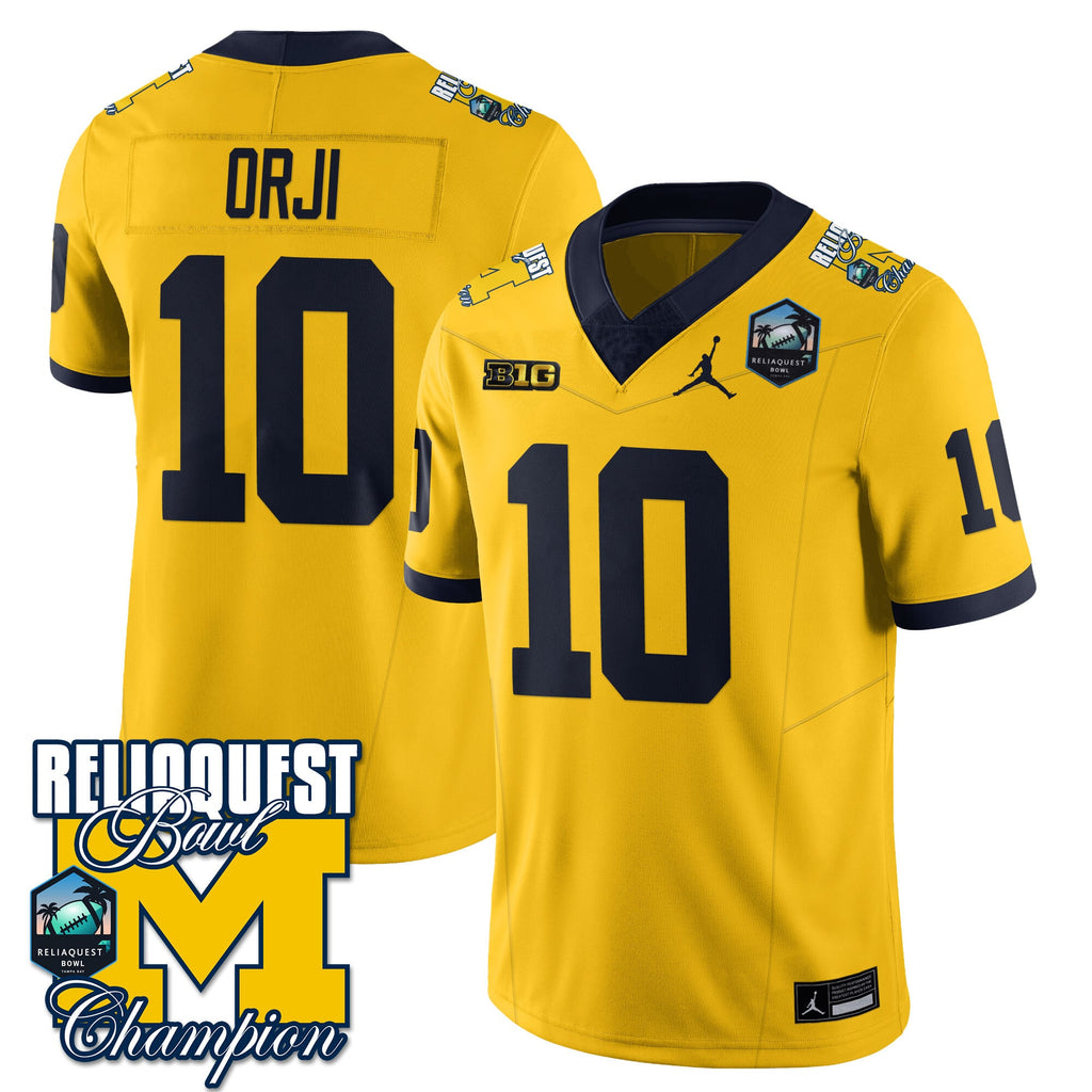 Men's Michigan Wolverines 2024 ReliaQuest Bowl Champions Jersey - All Stitched