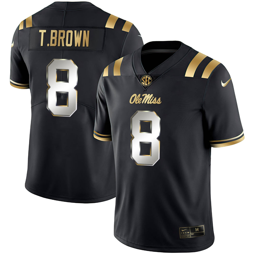 Men's Ole Miss Rebels Black Limited & Gold Vapor Jersey - All Stitched