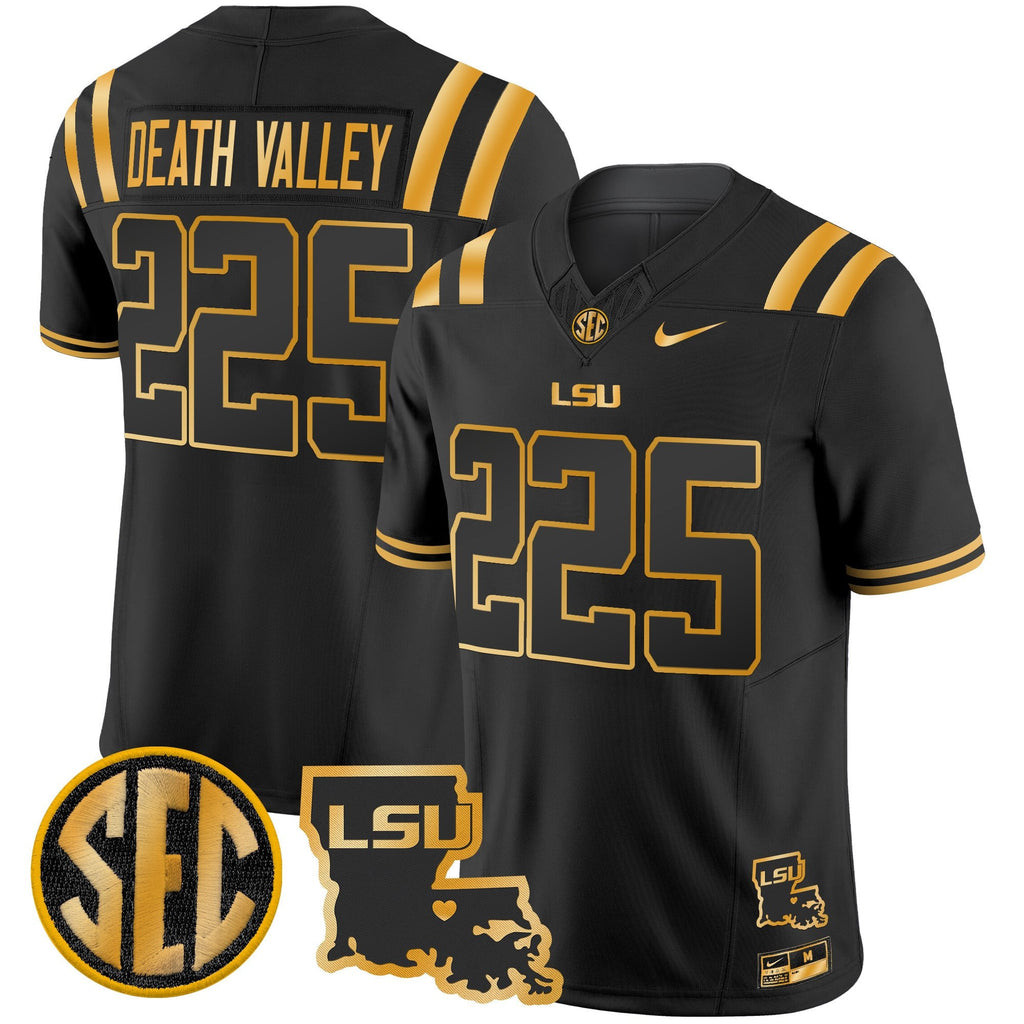Men's LSU Tigers 2025 Louisiana Patch Gold Vapor Limited Jersey - All Stitched