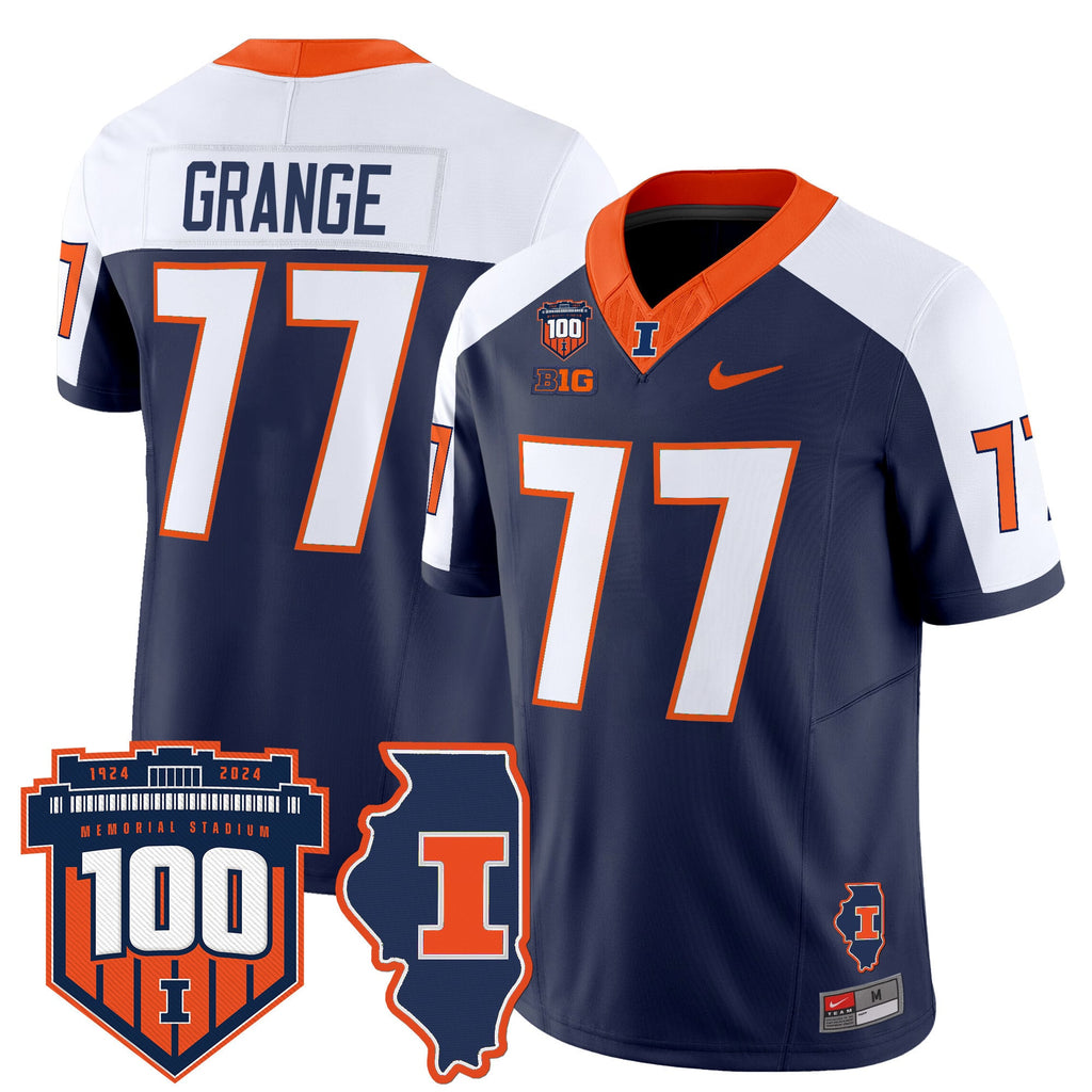 Men's Illinois Fighting Illini 100th Memorial Stadium Patch Vapor Limited Jersey - All Stitched