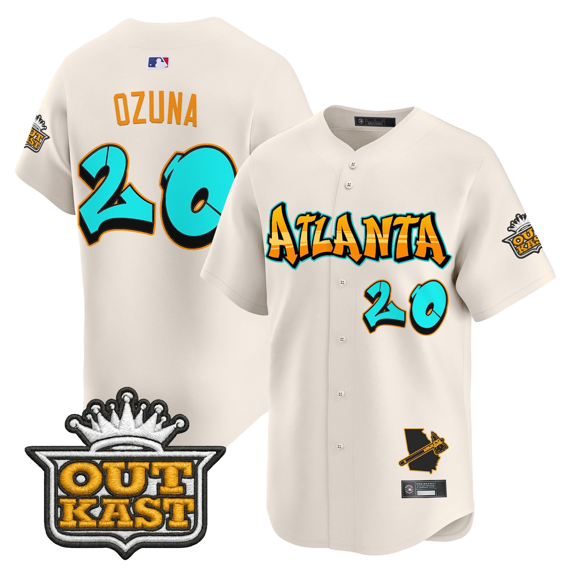 Men's Atlanta Braves 'Graffiti A-Town Edition' Vapor Premier Limited Jersey - All Stitched