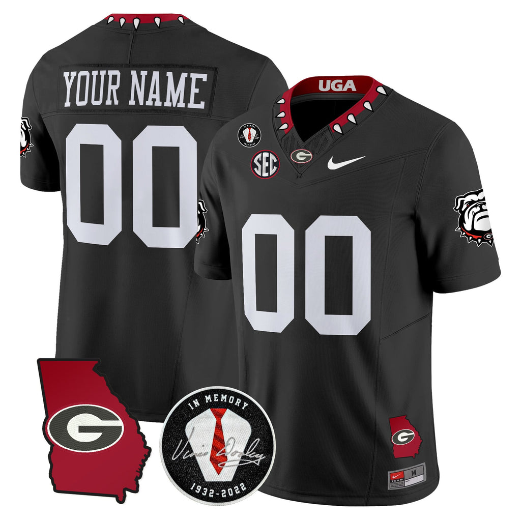 Georgia Bulldogs 2025 Georgia Map & Vince Dooley Patch Vapor Limited Custom Jersey - All Stitched