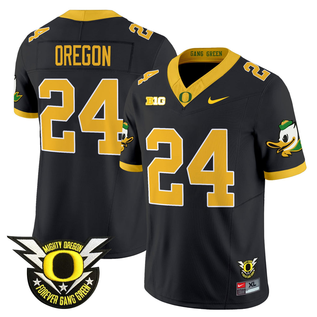 Men's Oregon Ducks 2024 Forever Gang Green & BIG Patch Vapor Limited Jersey - All Stitched