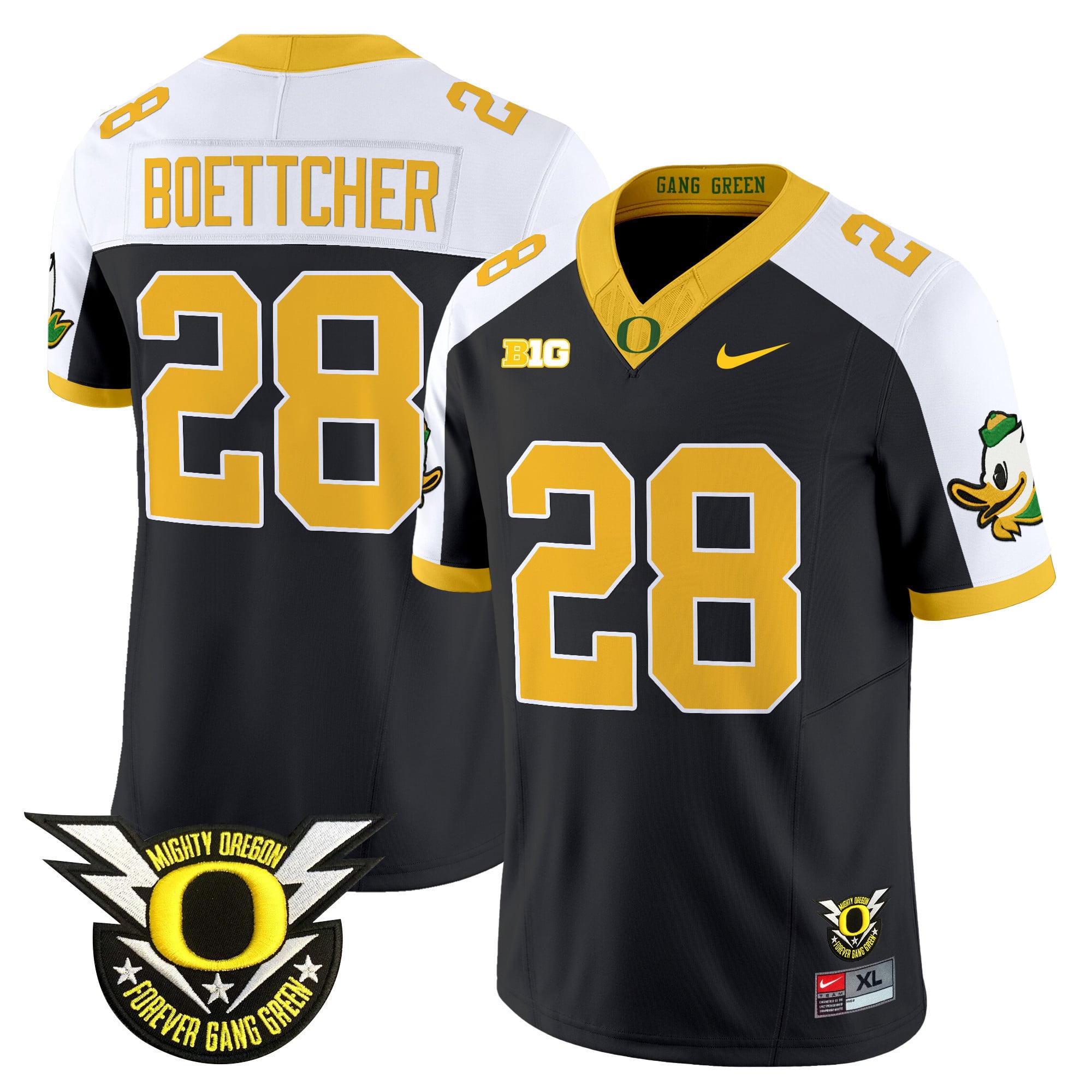 Men's Oregon Ducks 2024 Forever Gang Green & BIG Patch Vapor Limited Jersey N5 - All Stitched