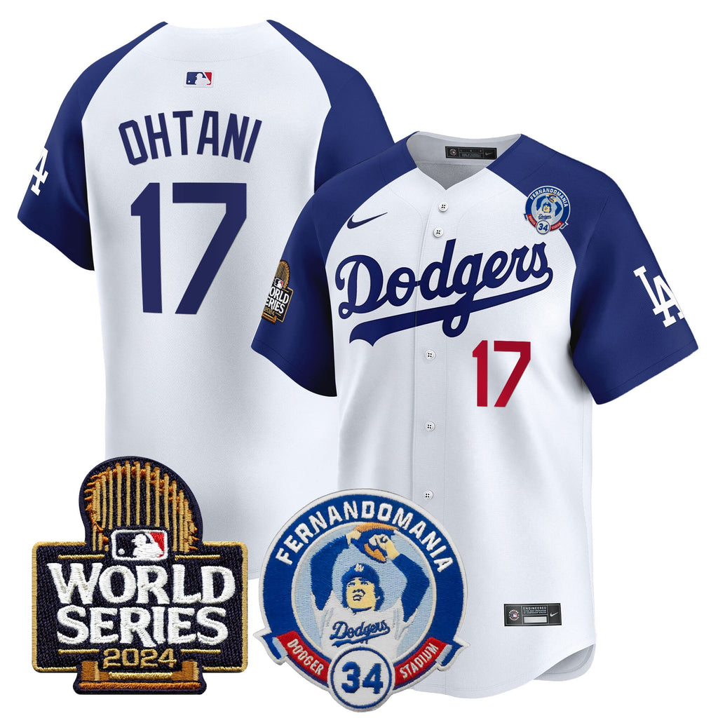 Men's Dodgers Fernando Valenzuela & 2024 World Series Patch Vapor Premier Limited Jersey V3 - All Stitched