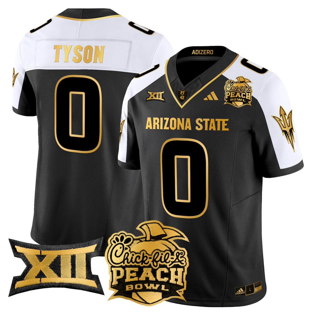 Men's Arizona State Sun Devils 2025 Peach Bowl Gold Vapor Limited Jersey V2 - All Stitched