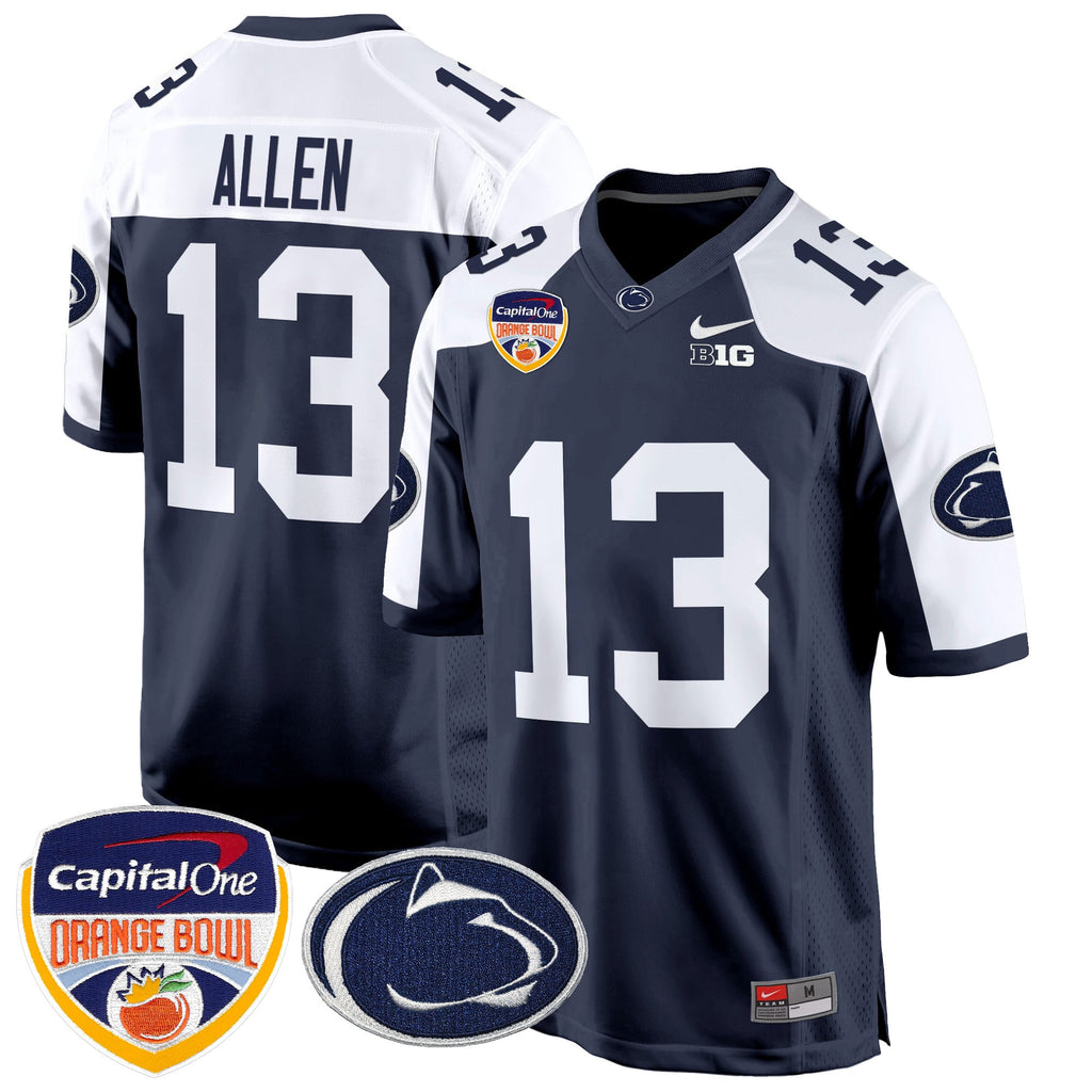 Men's Penn State Nittany Lions Orange Bowl Patch Game Jersey - All Stitched