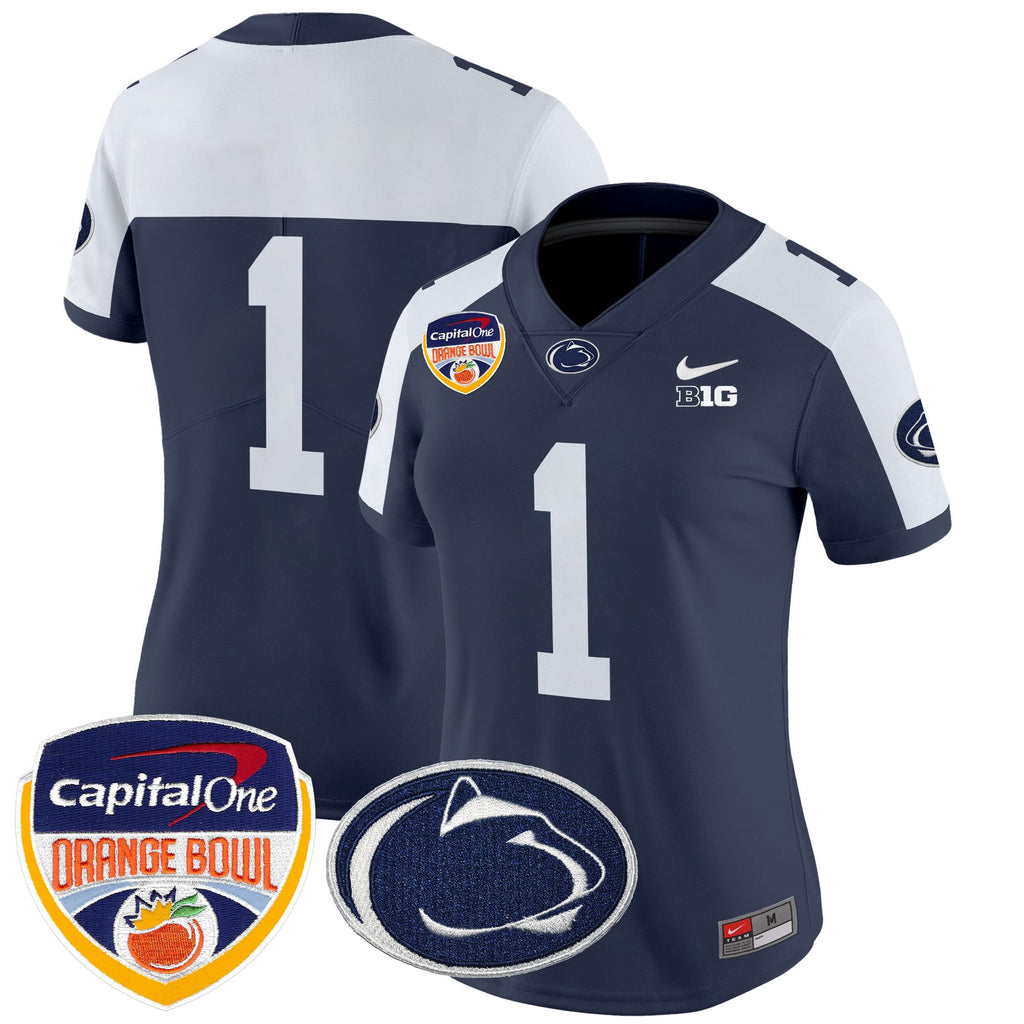 Women's Penn State Nittany Lions Orange Bowl Patch Vapor Limited Jersey V2 - All Stitched