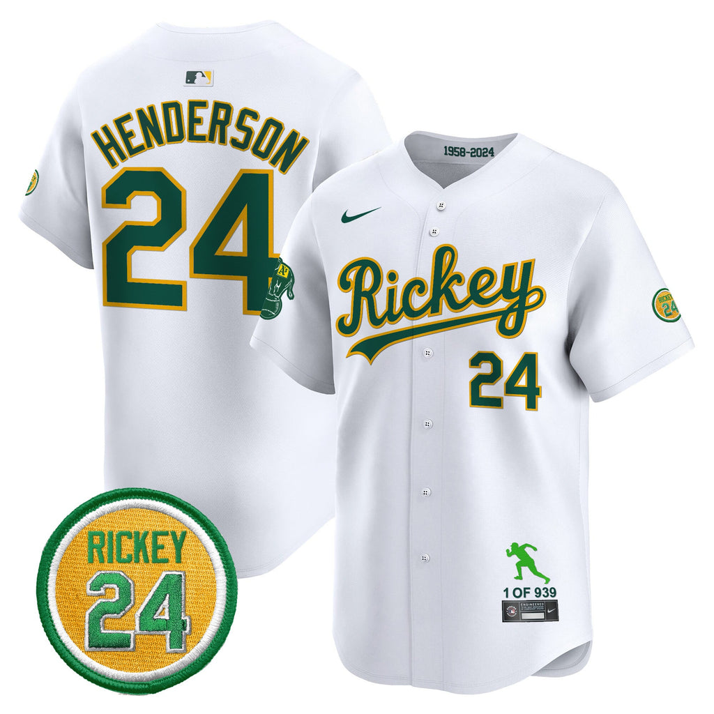 Men's Oakland Athletics Rickey Tribute style Vapor Premier Limited Jersey - All Stitched