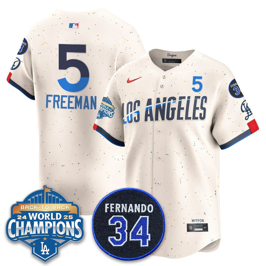 Los Angeles Dodgers 2025 Back To Back Champions Jersey - All Stitched