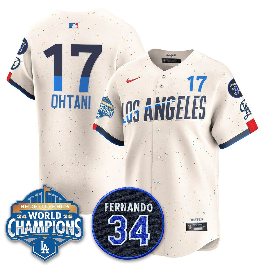 Los Angeles Dodgers 2025 Back To Back Champions Jersey - All Stitched