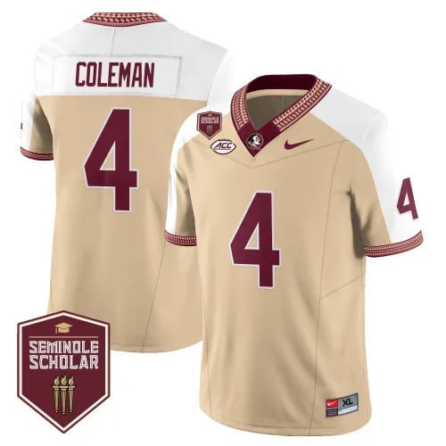 Menâs Florida State Seminoles Football Vapor Gold Jersey â Seminole Scholar â All Stitched