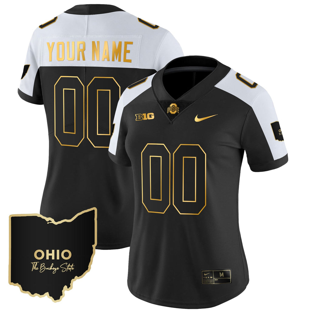 Ohio State Buckeyes 2023 Vapor Limited Gold Custom Jersey - Ohio Patch - All Stitched