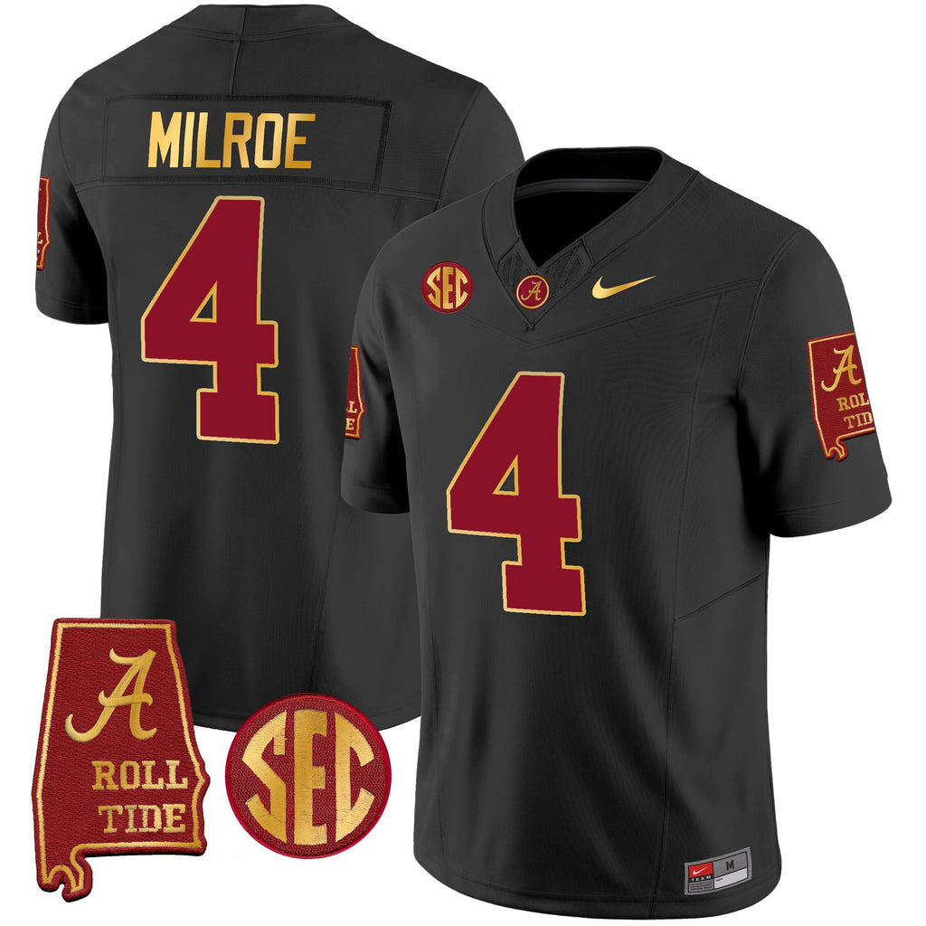 Men's Alabama Crimson Tide Gold Trim Vapor Jersey V2 - Alabama Map - All Stitched