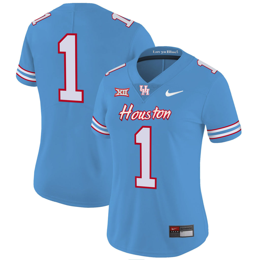 Women's Houston Cougars Oilers Inspired Vapor Jersey V4 - All Stitched