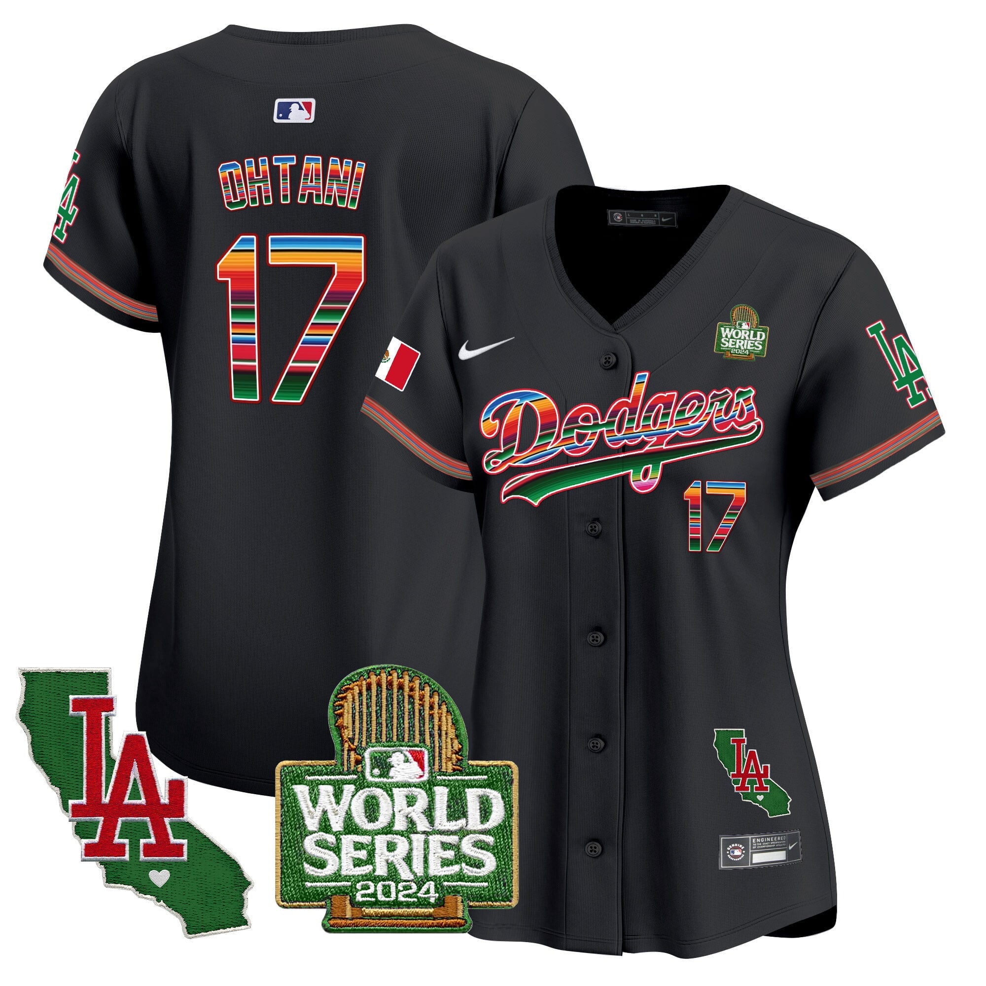 Women's Dodgers Mexico 2024 World Series Vapor Premier Limited Jersey V2 - All Stitched
