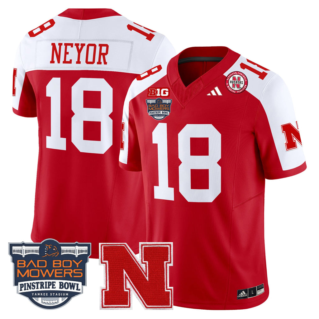 Men's Nebraska Cornhuskers 2025 Pinstripe Bowl Patch Vapor Limited Jersey - All Stitched