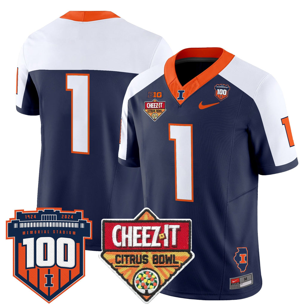 Men's Illinois Fighting Illini 2025 Cheez-It Citrus Bowl Patch Vapor Limited Jersey - All Stitched
