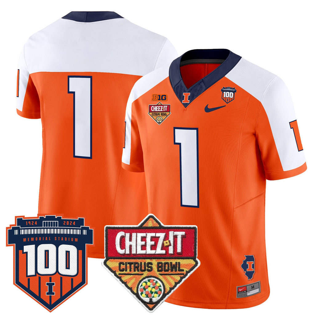 Men's Illinois Fighting Illini 2025 Cheez-It Citrus Bowl Patch Vapor Limited Jersey - All Stitched