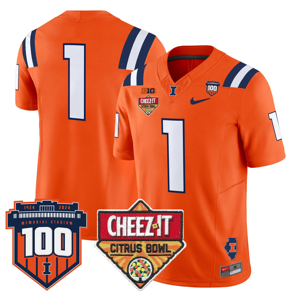 Men's Illinois Fighting Illini 2025 Cheez-It Citrus Bowl Patch Vapor Limited Jersey - All Stitched