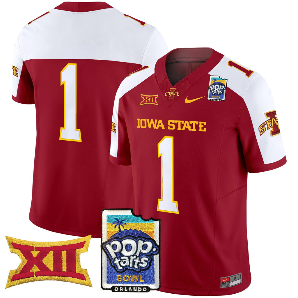 Men's Iowa State Cyclones 2025 PopTarts Bowl Patch Vapor Limited Jersey - All Stitched