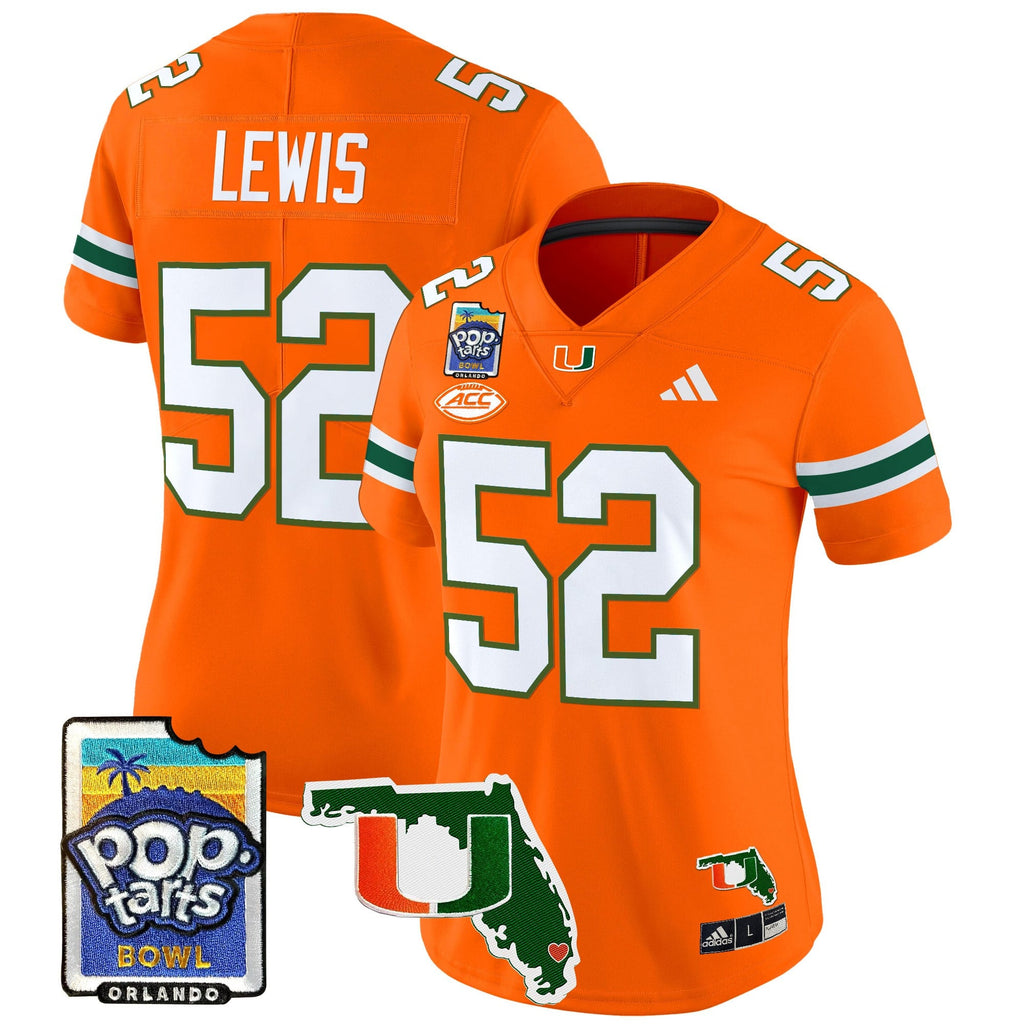 Women's Miami Hurricanes 2025 PopTarts Bowl Patch Vapor Limited Jersey - All Stitched