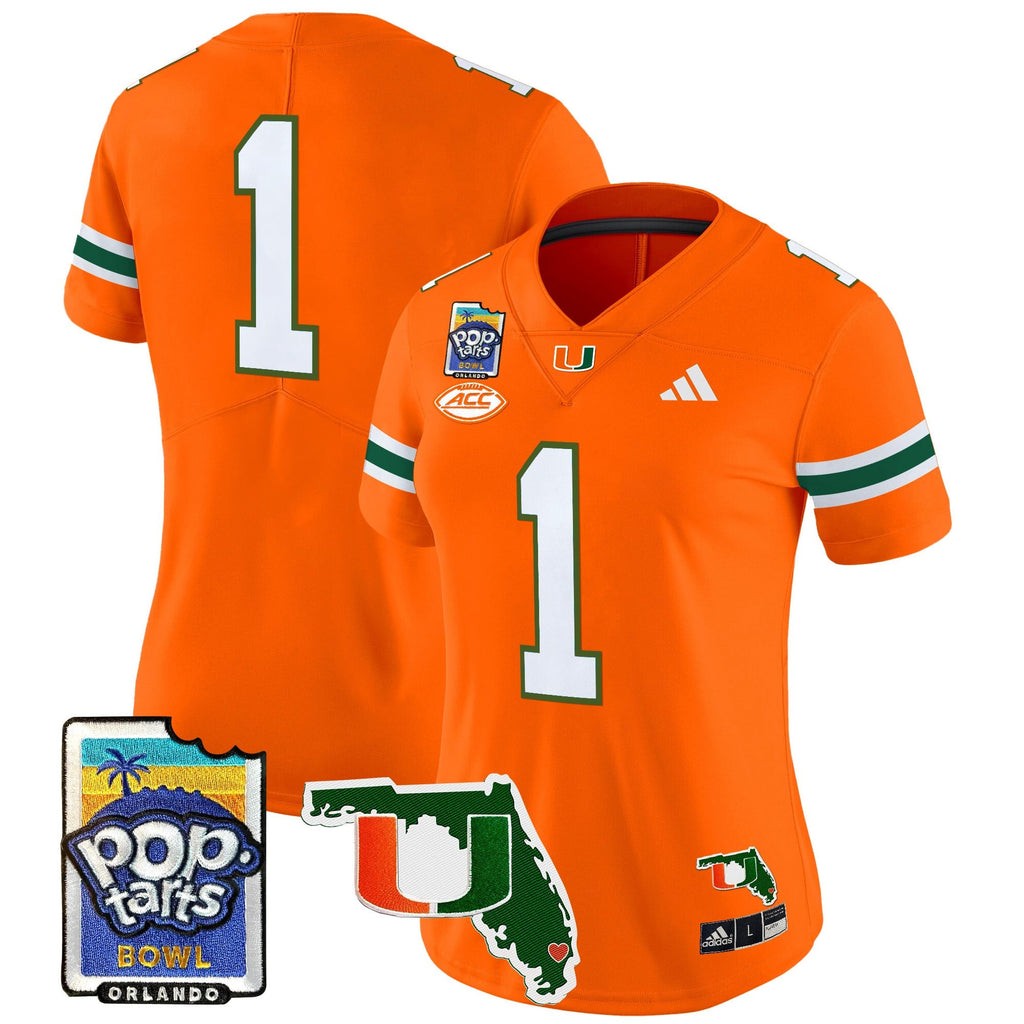 Women's Miami Hurricanes 2025 PopTarts Bowl Patch Vapor Limited Jersey - All Stitched