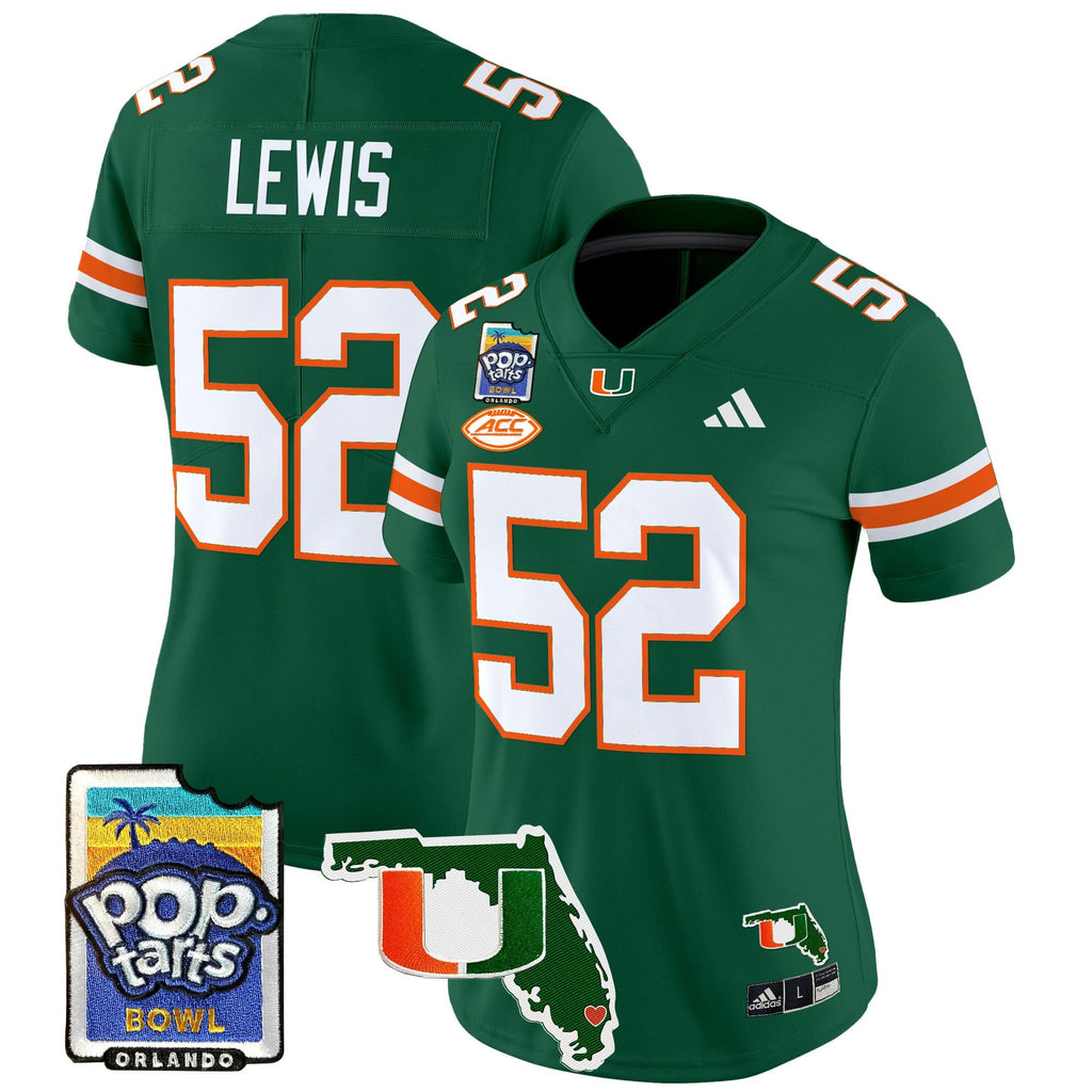 Women's Miami Hurricanes 2025 PopTarts Bowl Patch Vapor Limited Jersey - All Stitched