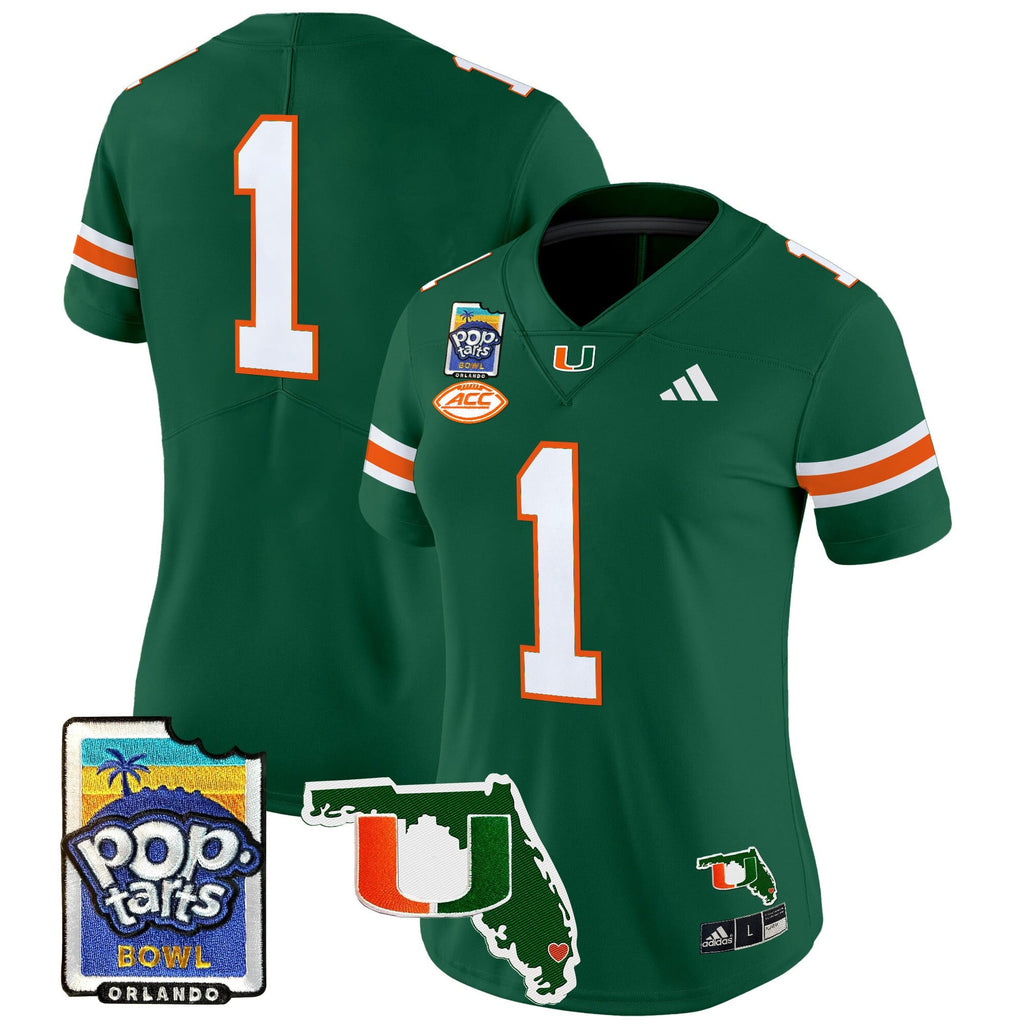 Women's Miami Hurricanes 2025 PopTarts Bowl Patch Vapor Limited Jersey - All Stitched