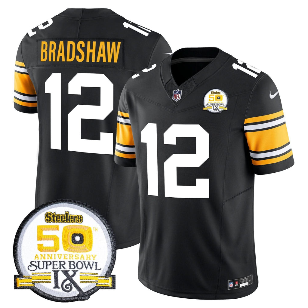 Steelers 50th Anniversary Of Super Bowl IX Patch Vapor Limited Jersey - All Stitched
