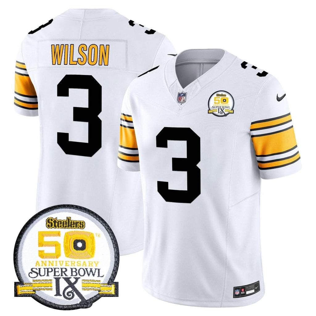 Steelers 50th Anniversary Of Super Bowl IX Patch Vapor Limited Jersey - All Stitched