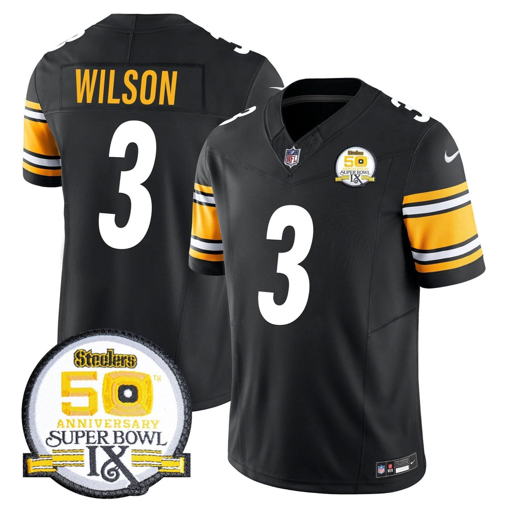 Steelers 50th Anniversary Of Super Bowl IX Patch Vapor Limited Jersey - All Stitched