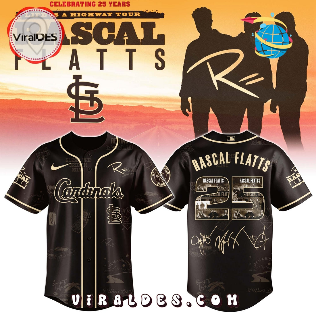 St. Louis Cardinals MLB x Rascal Flatts Life Is a Highway Tour Jersey